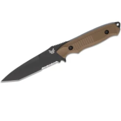 Benchmade Nimravus Tanto 4.5" Combo Blade, Coyote Aluminum Handles, Coyote Sheath