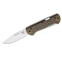Benchmade Weekender 2-Blade Slipjoint Folding Knife 2.97" Satin S30V Clip Point And Drop Point Blades, Green Canvas Micarta Handles - 317-1